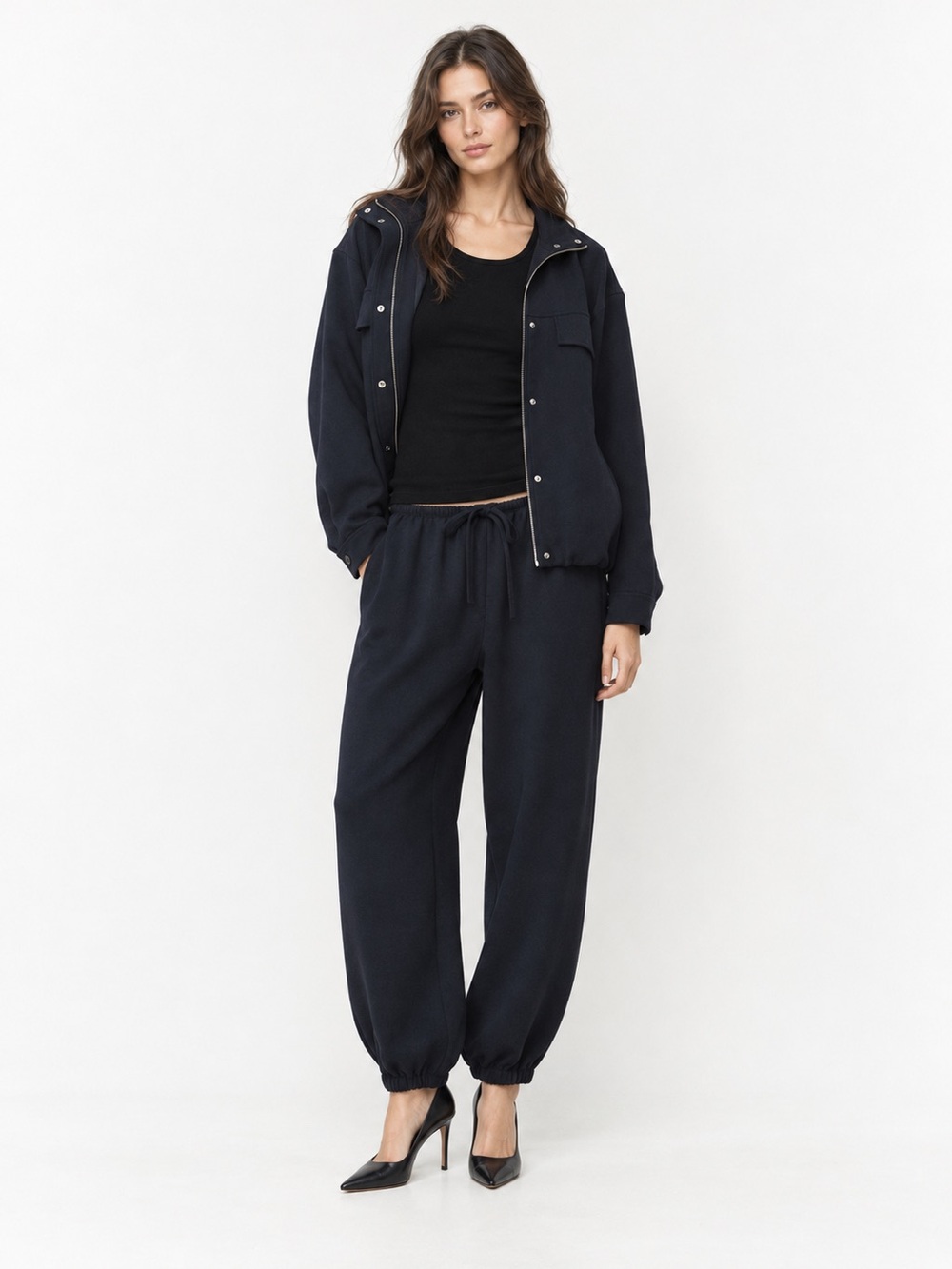 Aritzia Navy Relaxed Drawstring Jogger Pants